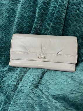 Coach Gray Leather Foldover Wallet